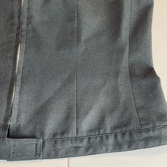 VINTAGE HALSTON Black Label Black Jacket Classic Full Zip Spread Collar Size 6 - Picture 11 of 13